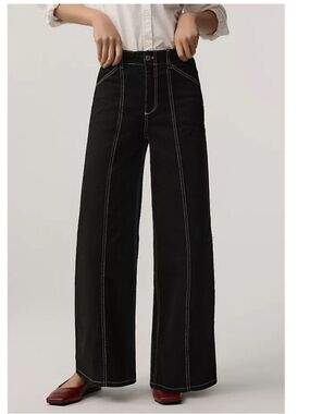 Anthropologie Maeve Delaney Clean-Seamed High-Rise Wide-Leg Jeans Size: 30Tall